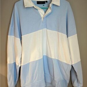 No Boundaries Light Blue and White Color Block Sweater